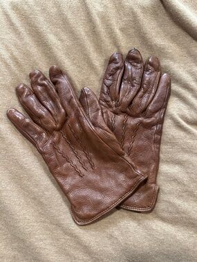 100% Deerskin Brown Leather Gloves - Classic Style
